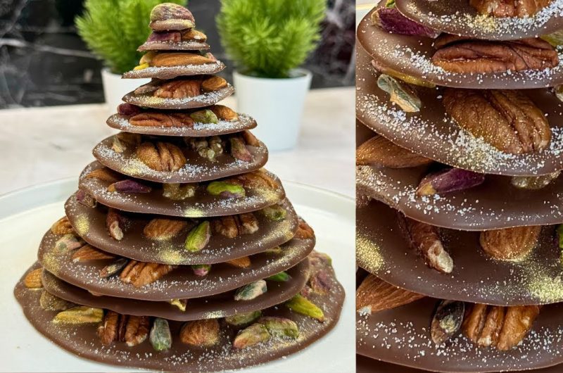 Stunning Chocolate Christmas Tree Recipe with Nuts and Cookies