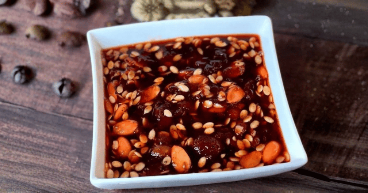 Spicy and Tangy Plum Chutney Recipe | Aloo Bukhara Chutney Recipe with Almonds and Brown Sugar | 12 Ingredients